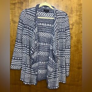 Lucky Brand Blue and White Chevron Cardigan